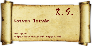 Kotvan István névjegykártya