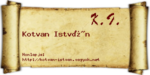 Kotvan István névjegykártya